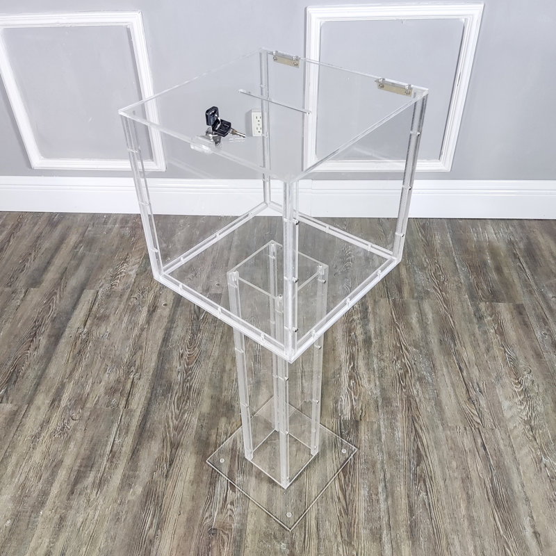 Fixturedisplays® Clear Plexiglass Large Floor Standing Tithing Box Offering Box Ballot Box Church Donation Box 14301