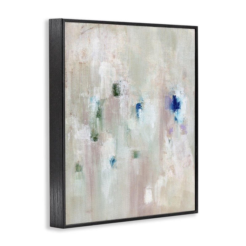  «Neutrals with Blue Spots», art de la giclée encadrée par Nikita Jariwala, H 30 po x l 24 po, Giclée encadrée noir minuit