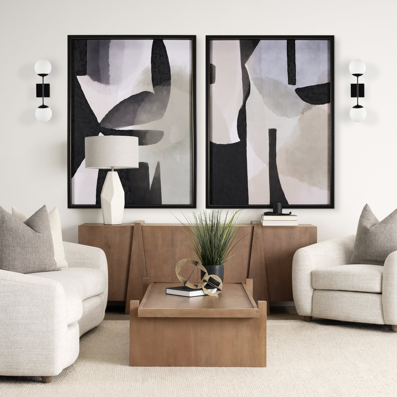 Benton 2 Light Glass Dimmable Wall Scone, Matte Black