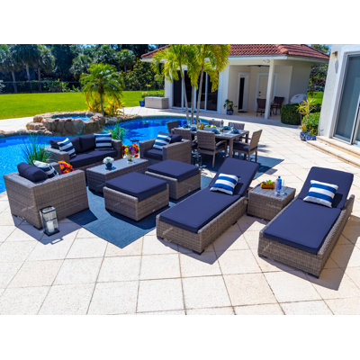 Tuscany Collection In Brown 14 - Person Patio Conversation Set with Cushions