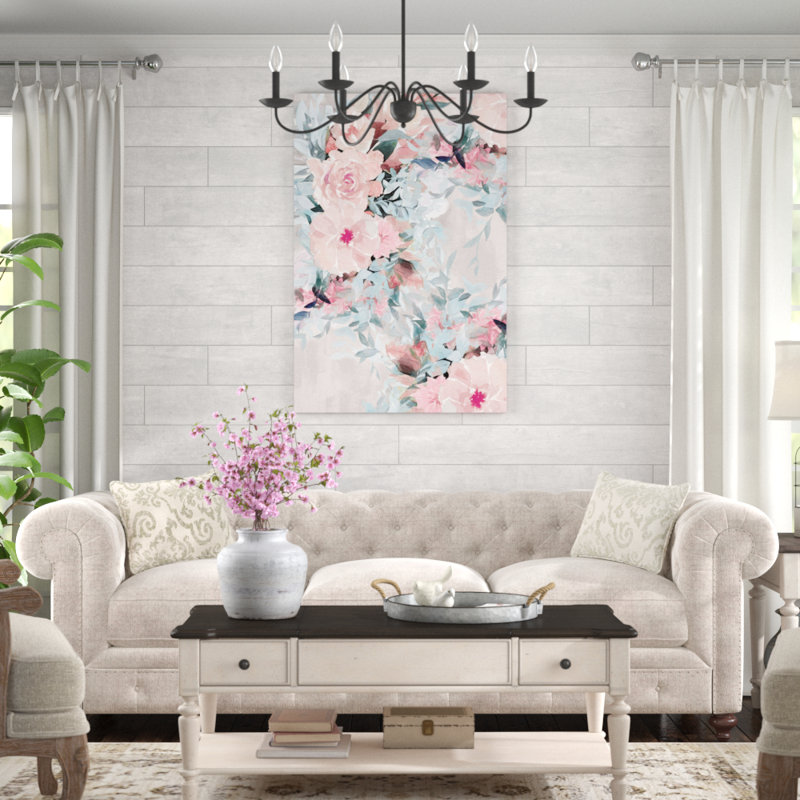 Watercolor Bouquet Neutral - reproduction d'art sur toile, H 48 po x l 32 po