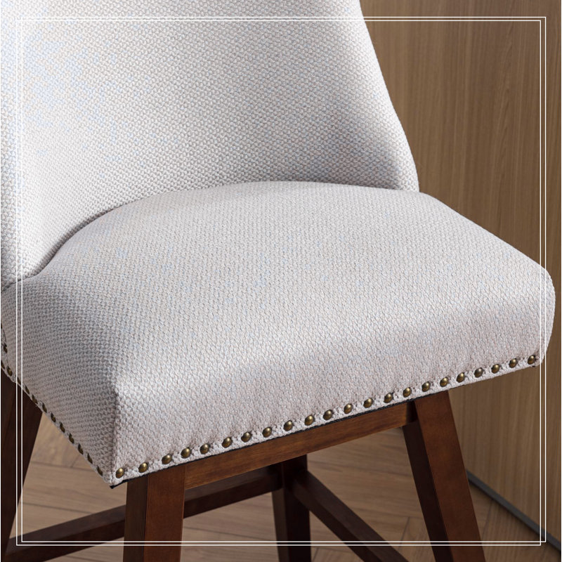 Ensemble de 2 tabourets pivotants à hauteur de comptoir, tabourets de bar rembourrés à hauteur de siège H 26 po, Beige
