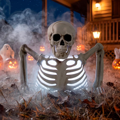Lighted Skeleton Halloween Decoration, Tabletop Groundbreaker Skeleton for Indoor & Outdoor Décor