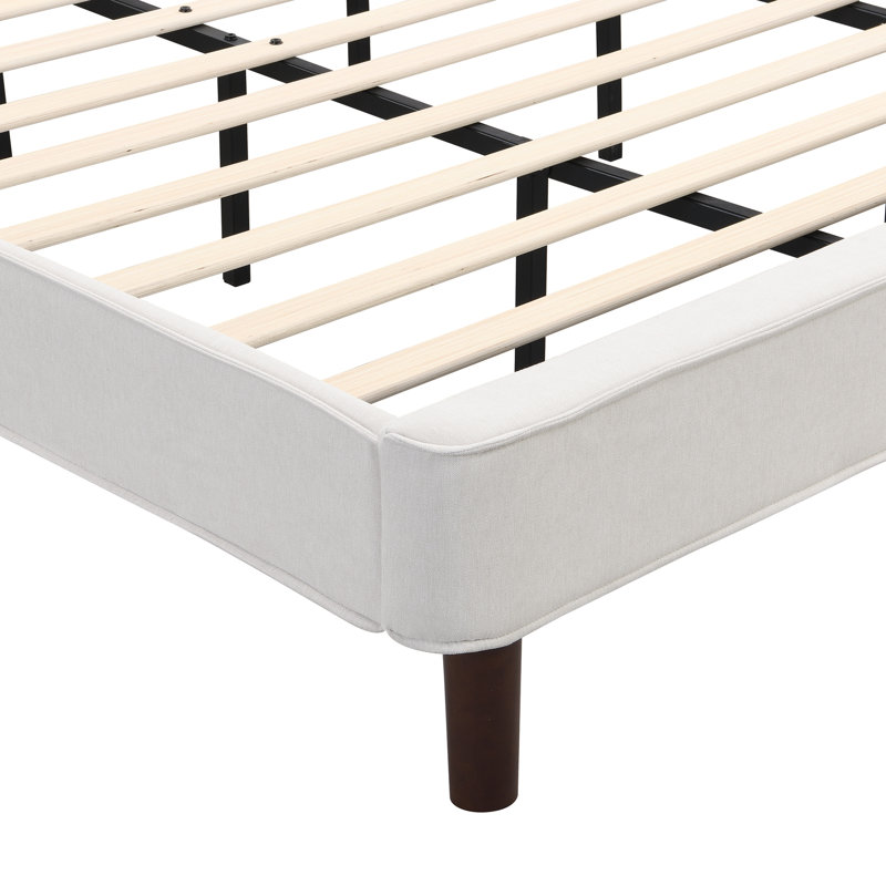 Upholstered Platform Bed with Wingback Headboard