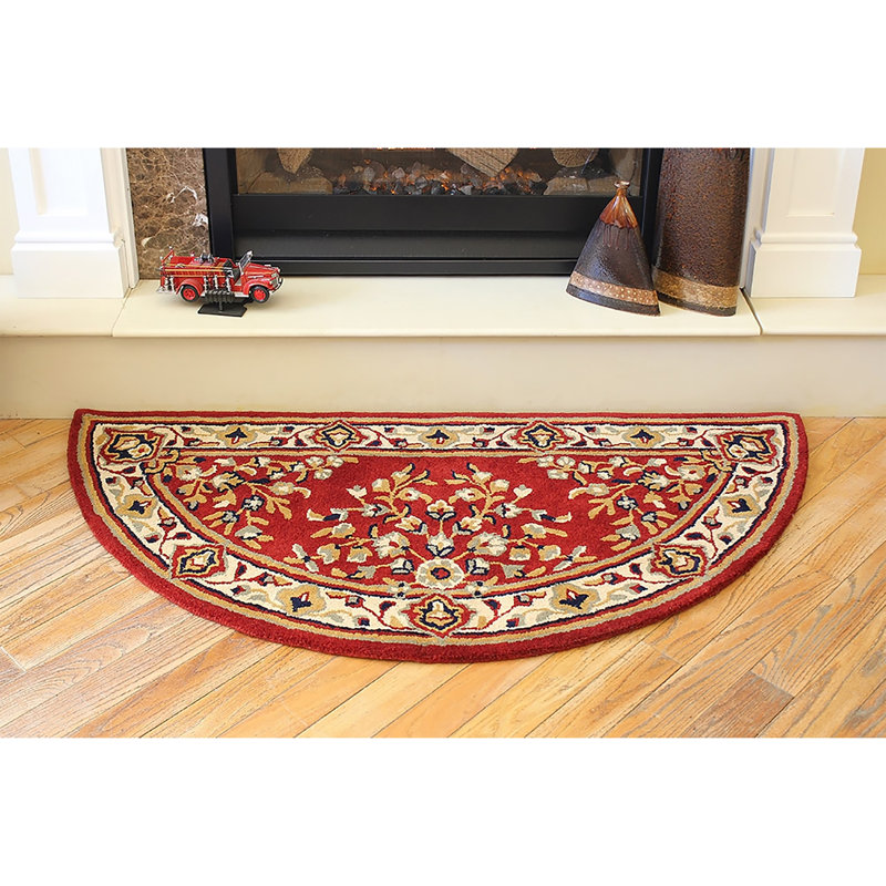 Tapis oriental en laine fait à la main Hearth, Demi-cercle 2 pi 2 po x 4 pi 7 po