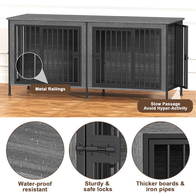 Fidelmar Furniture Style Crate, 27.9" H x 63" W x 23.6" D, Dark Gray