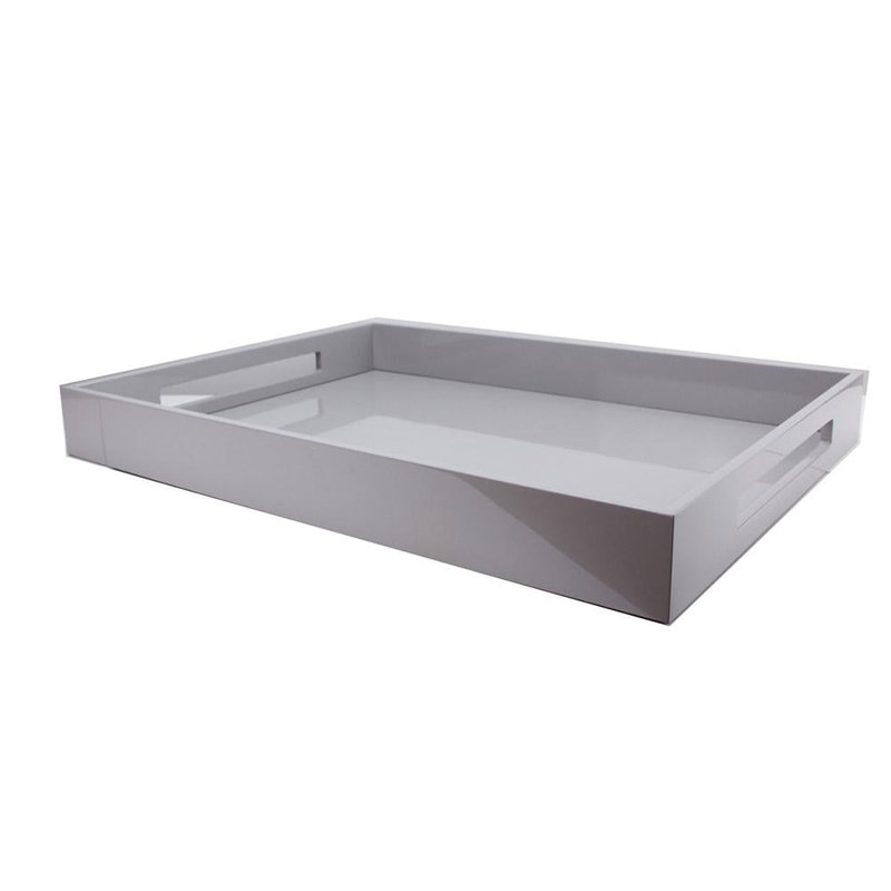 Plateau de service laqué, H 20 po x l 16 po x P 2,5 po, gris