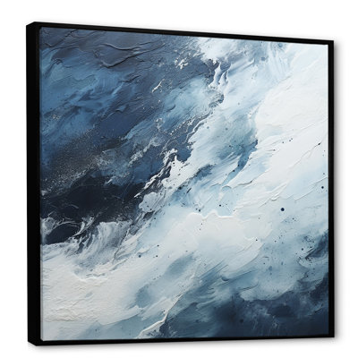 Minimalism Black And Blue Paint Wave I - Abstract Canvas Prints