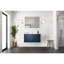 Meuble-lavabo gris foncé l 36 po x P 22 po avec plateau en marbre de Carrare-615414945-615414947