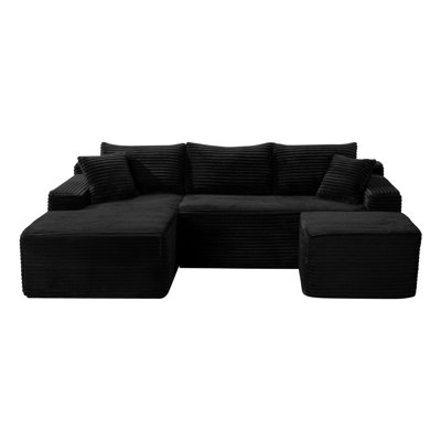 106-3/10" U-Shaped Cloud Sectional Sofa, Modular Deep-Seat Sleeper Couch, No Assembly Required for Living Room & Bedroom