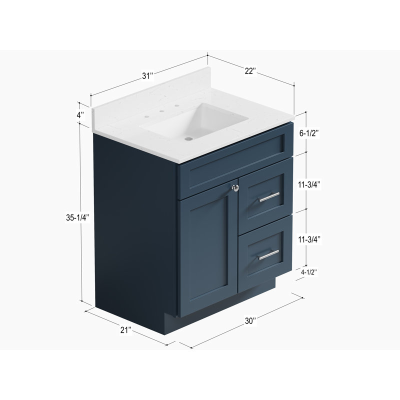 Meuble-lavabo simple 30 po Chrisna, Bleu