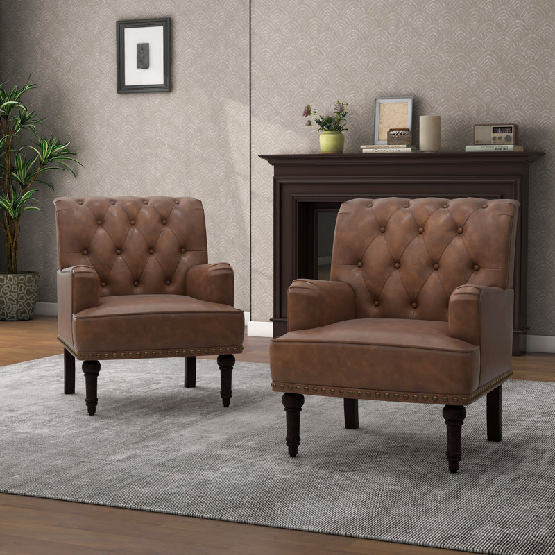 Fauteuil Enoks, Similicuir brun