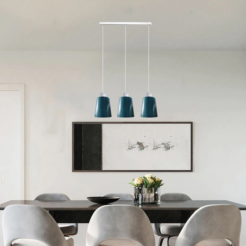 Humeyra 3 - Light Kitchen Island Pendant, No, Cyan Blue/White