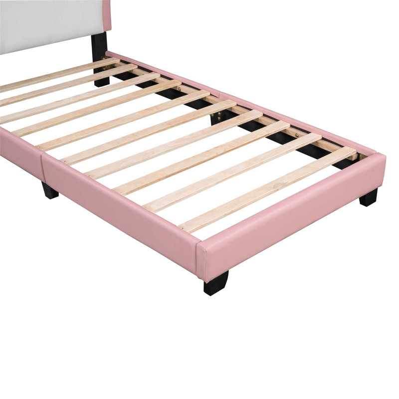 Lit princesse rembourré avec tête de lit couronne, structure en bois de pin durable et capacité de charge élevée