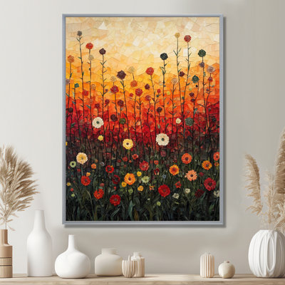 Red Sunset Wildflowers Glory I - Wildflowers, reproduction sur toile encadrée