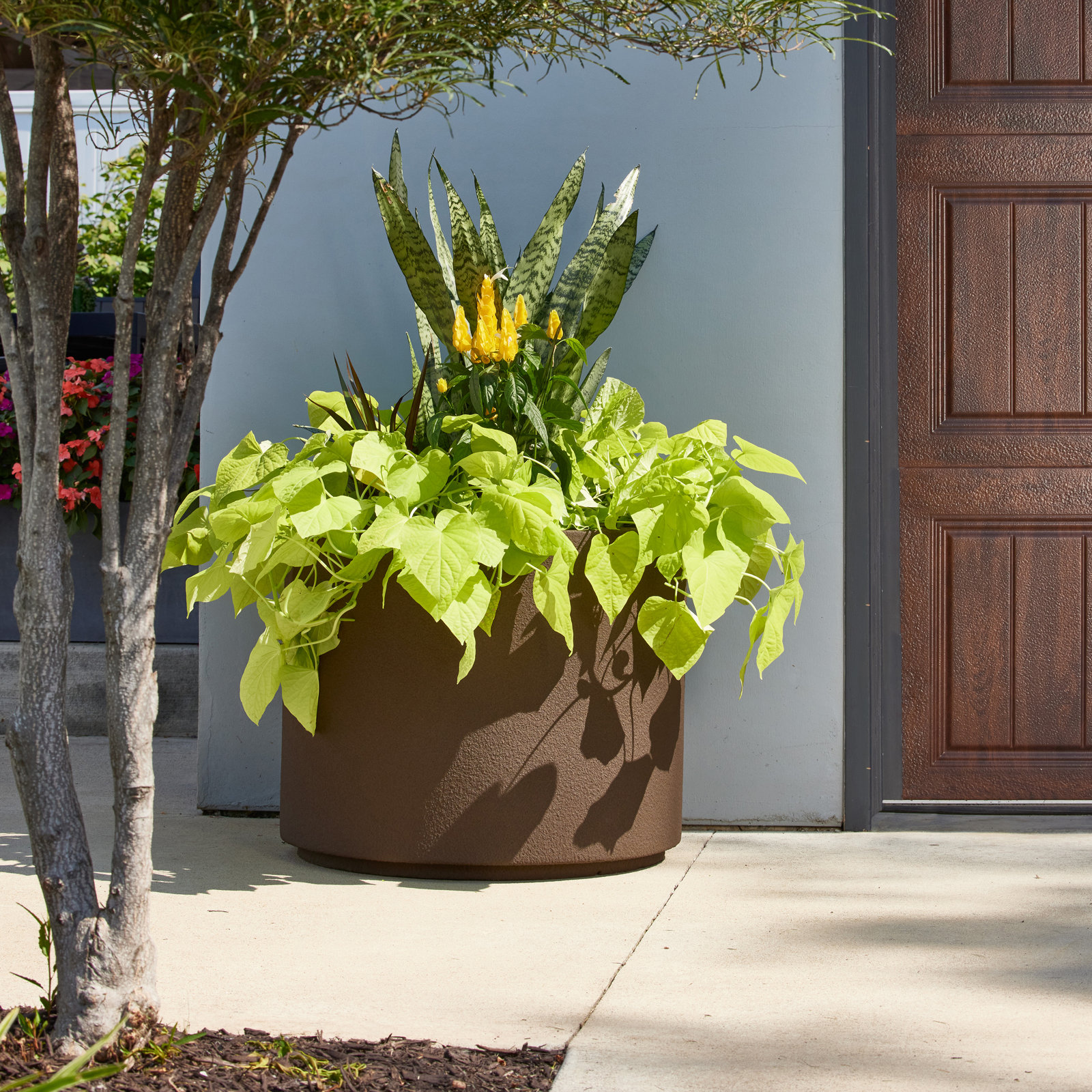 Gita 23" Pot Planter, Chocolate Brown