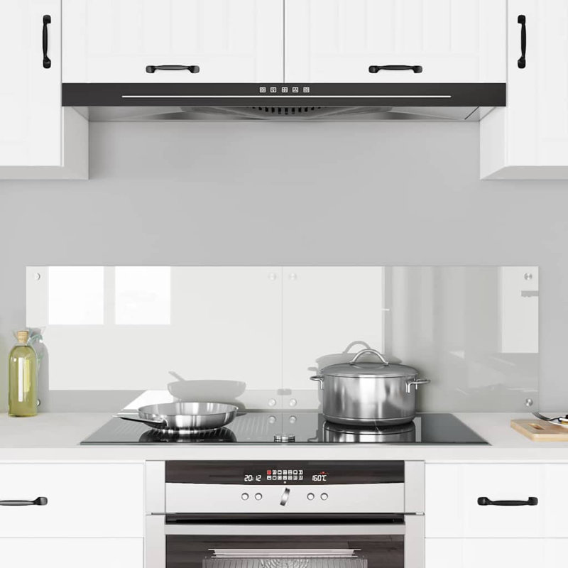 Vidaxl Kitchen Backsplash White 80 X 40 Cm Tempered Glass, 40cm H x 70cm W, Transparent