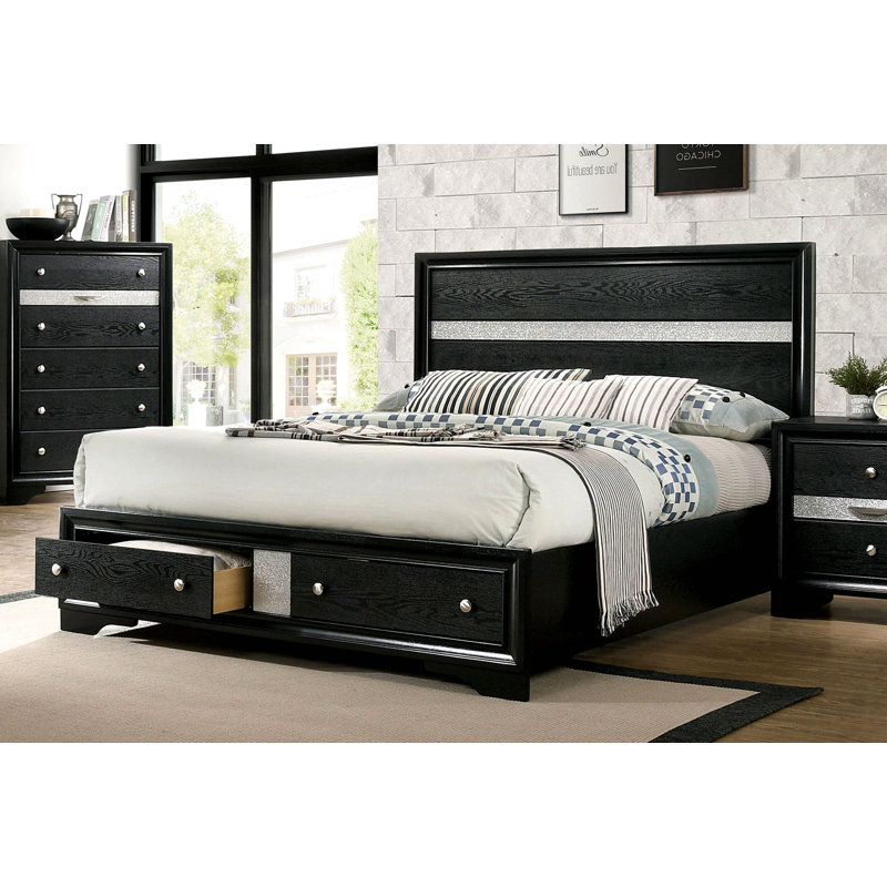 1pc lit grand contemporain noir 1pc