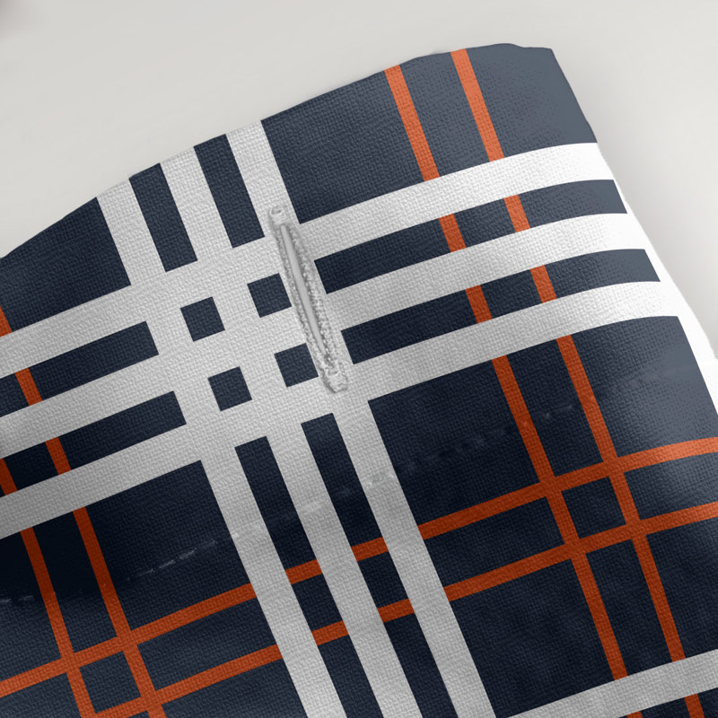 Rideau de douche simple à carreaux Green Bay, Dark Navy/Orange/White