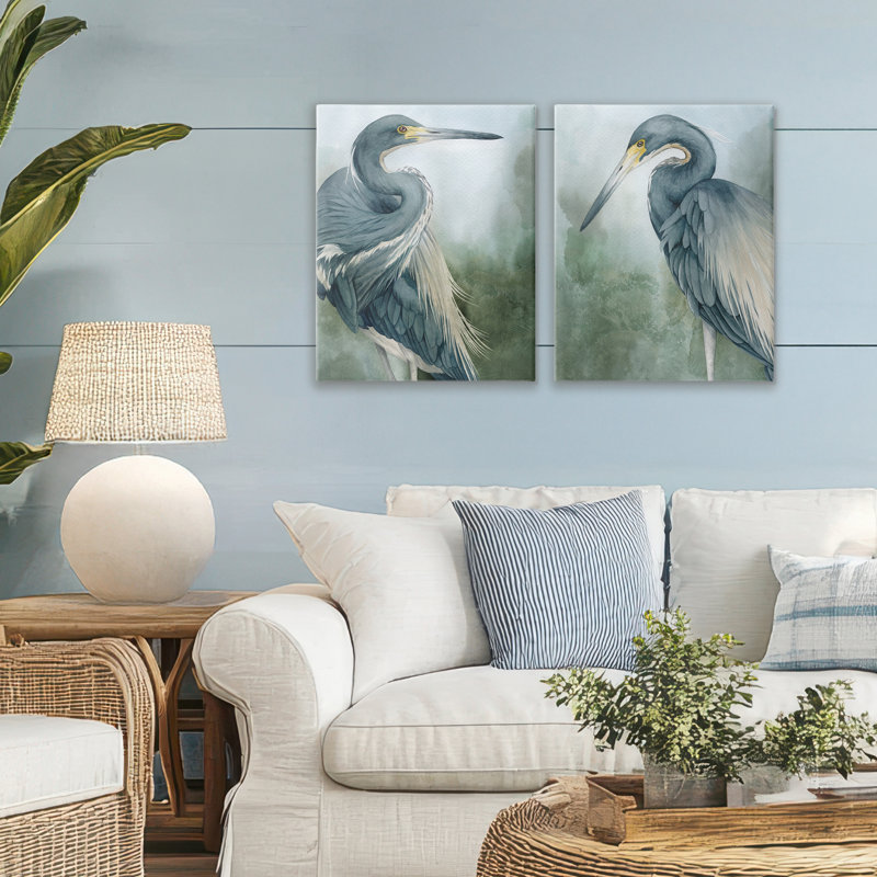 Bayou King Herons 2pc Canvas Set, design by Grace Popp, 20" H x 16" W
