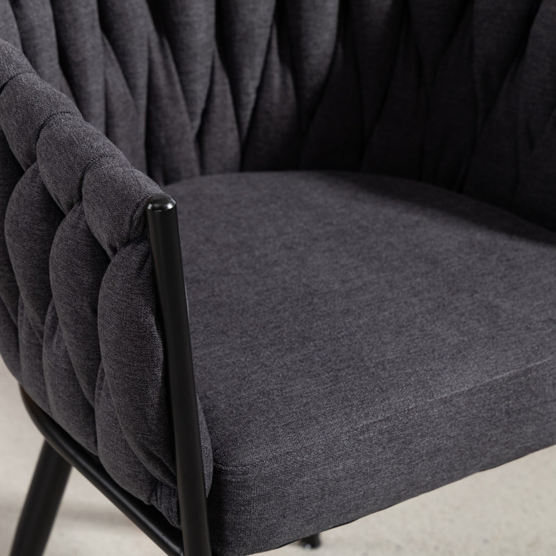 Polyester Upholstered Metal Upholstered Back Accent, Dark Grey