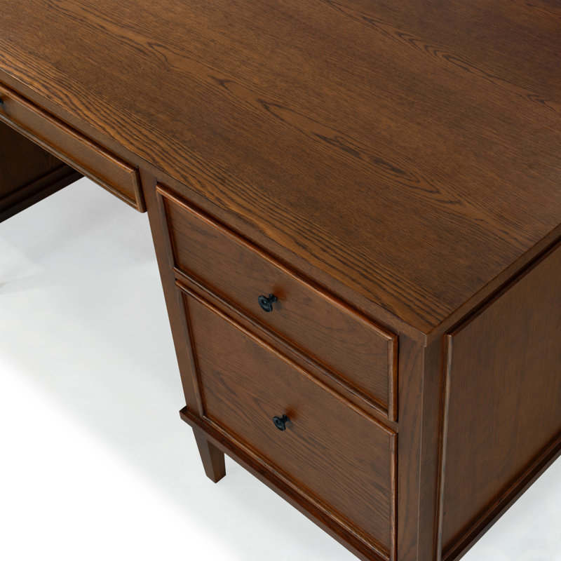Ariella 5 Drawer Wood Desk, Walnut