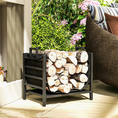 Support à bois pour l'extérieur avec support à bûches amovible Outsunny