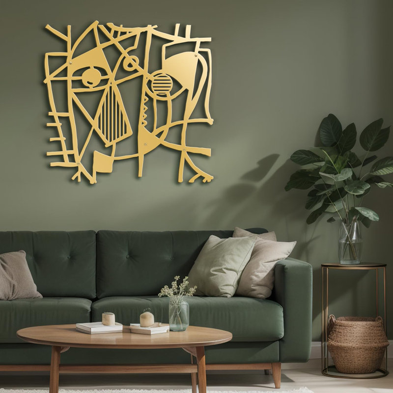 Abstract Wall Decor on Metal, 36" H x 36" W x 0.05" D, Gold