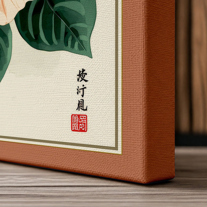 Hibiscus Study Botanical - Wrapped Canvas, 24x16 - 61.0 x 40.6 cm, Terracotta Border
