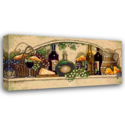Lark Manor™ Kruskamp, Janet Gallery Wrapped Canvas Art Titled: Wine, Fruit and Cheese