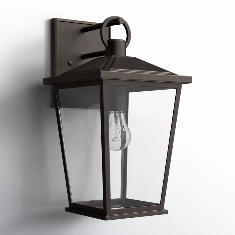 Petite applique murale d'extérieur 1 lumière Cadhla - Bronze texturé avec détails, H 14 po x l 7,5 po x P 8,5 po, Bronze