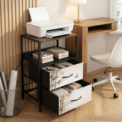 Table de chevet 2 tiroirs avec station de charge, table de chevet avec ports USB et prises USB