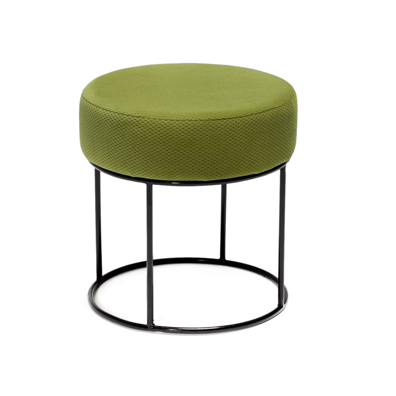 Emmi-Leigh Round Footstool Ottoman, Green 100% Polyester