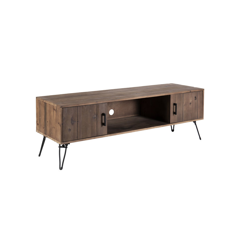 Industrial Reclaimed Wood Tv Stand With Storage Options - Solid Wood, Natural Color, Media Room, 60 In D X 18 W 20 H Finish, Living Depth Width Height