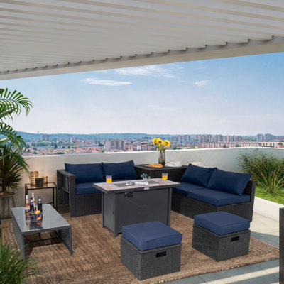 Amendola 6 - Person Patio Conversation Set with Cushions