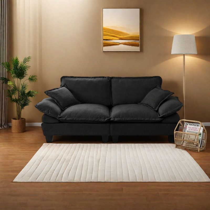 Compact Comfort Sofas, Chenille Wood Frame Modern Style For Home