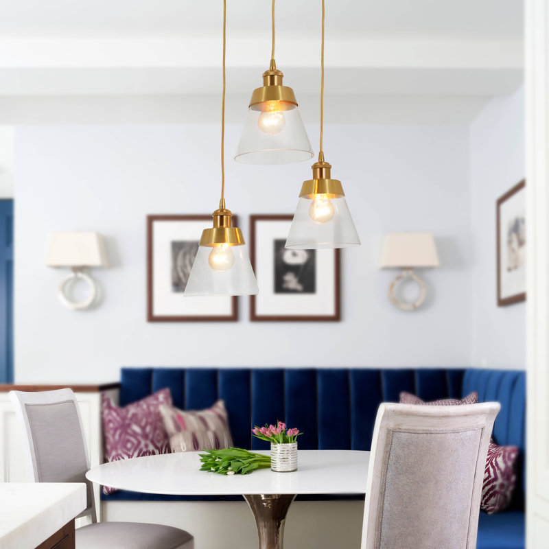 Luminaire suspendu pour îlot de cuisine 3 lumières Dawne