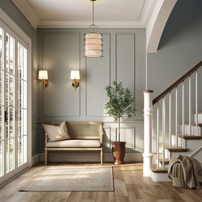 Everly Quinn Gateway Park Soft Brass With Oatmeal Linen Pendant Light