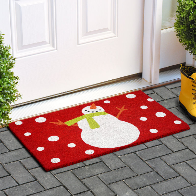 Tapis d'entrée pour l'extérieur enneigé 36 po x 24 po Snowman