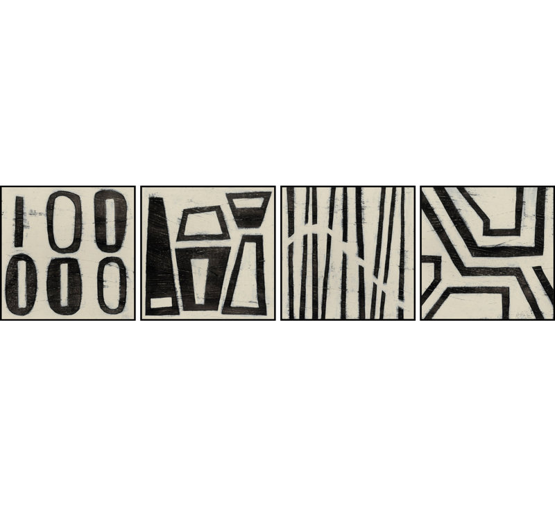Hieroglyphs - 4 Piece Graphic Art on Canvas, 20" H x 20" W x 1.5" D