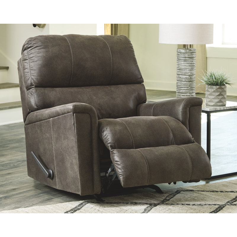Faux Leather Recliner, Charcoal Gray Faux Leather
