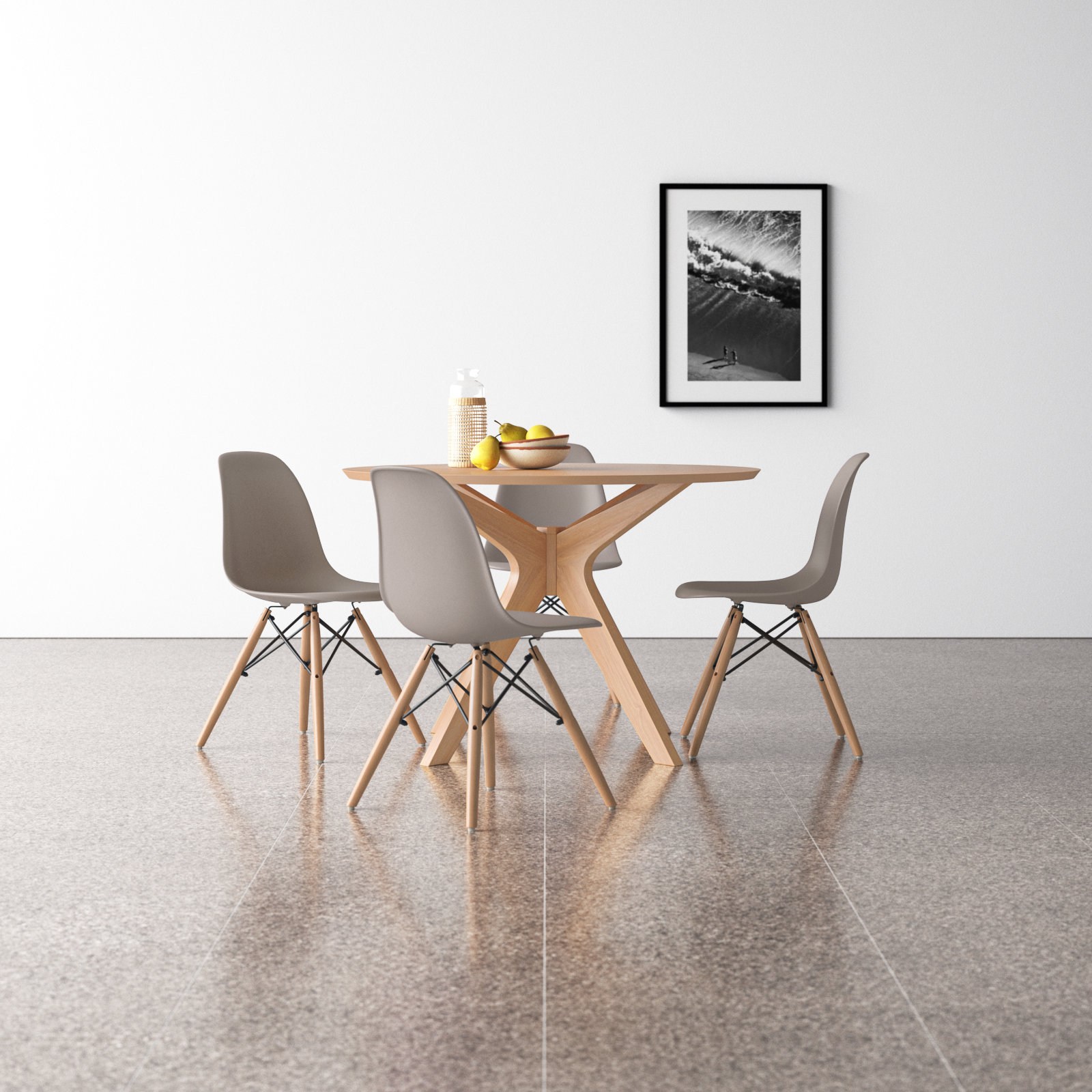 Jordan 4 - Person Dining Set, Taupe, Natural, Walnut