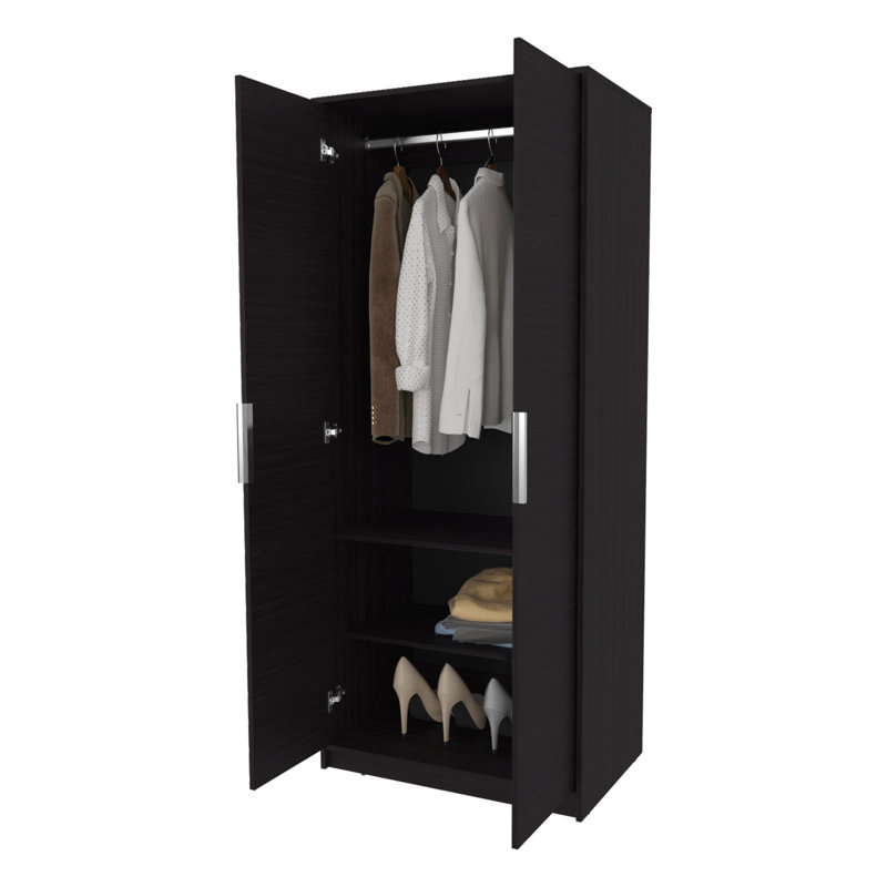2-Door 2-Shelves Wardrobe With Rod And Shoe Rack