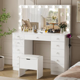 ​​Greyden Makeup Vanity Set with 11 Drawers and Outlets, Dresser with 10X Magnifying Mirror for Bedroom