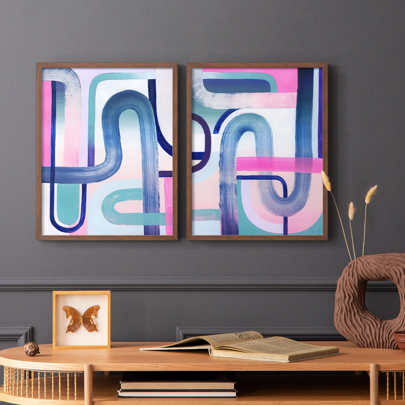 Prismatic Evening I-Premium Framed Print -Ready to Hang - No Nails Required - No Nails Required, 29" H x 46" W, Walnut