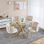 Chaise de salle à manger blanc cassé de style moderne (ensemble de 2) avec pieds en fer de couleur dorée, velours et dossier confortable-223696162
