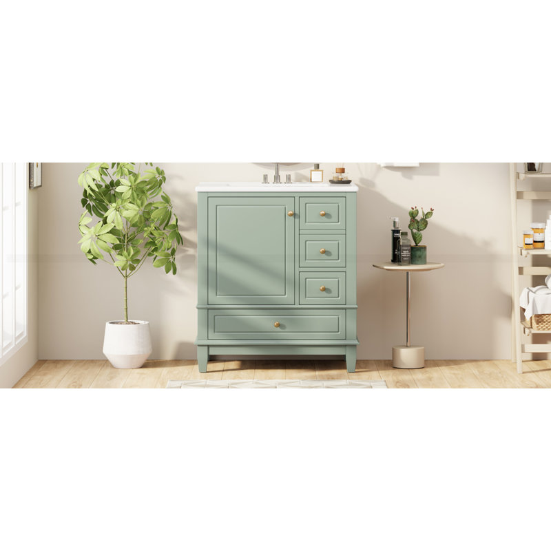 Meuble-lavabo 30 po avec lavabo, Vert clair