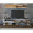 Modern TV Unit with Wall Shelf, White & Teak, 69.3 x 15.4 x 12.4 inches | 100% Melamine Coated Particle Board, Thickness: 0.7 inches | Numerous Shelves, Wall-Mountable Design for Stylish Storage & Display-1697149915