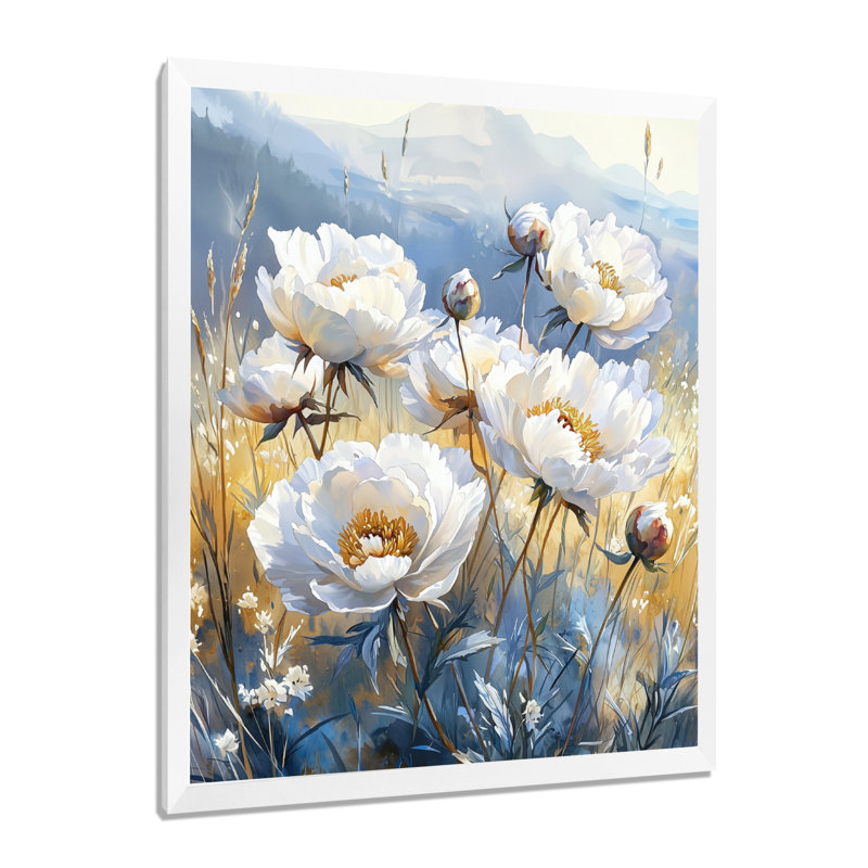Bartram - Floral Wall Art, H 44 po x l 34 po, Reproduction encadrée d'une seule photo, Blanc
