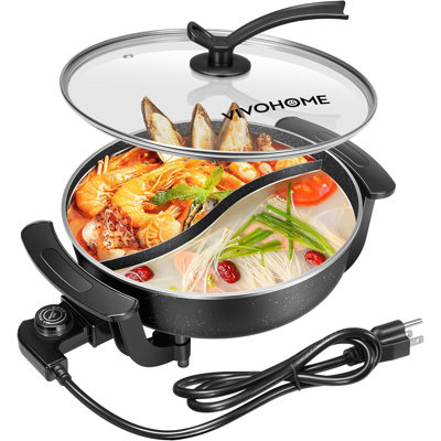 Fondue antiadhésive électrique 6l avec cloison Shabu-shabu
